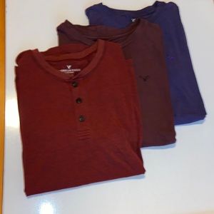 3 solid color American Eagle tee shirts